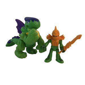 Fisher Price Imaginext Turtle Dragon Action Figure w/Knight Sword Fist Pounding‎